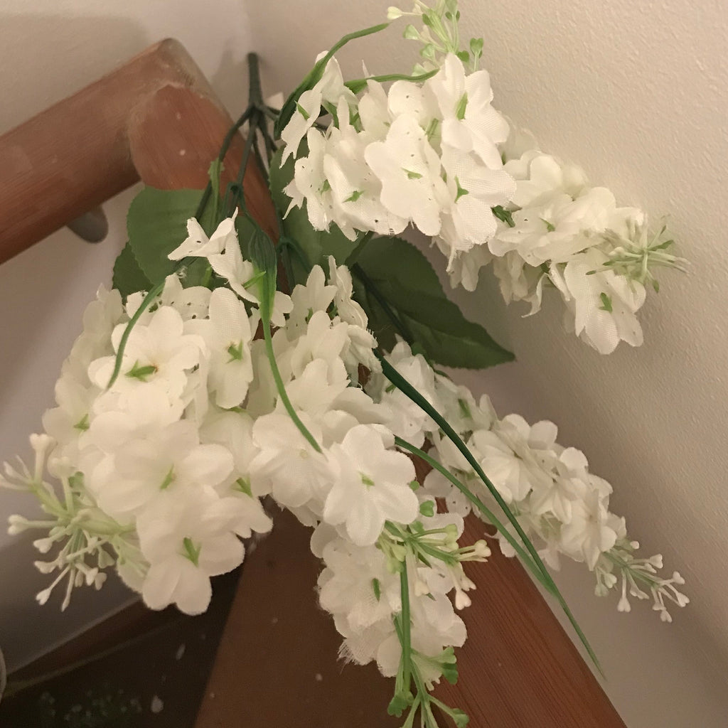 an artificial silk flower bush of lilac and grass flowers AbigailRose