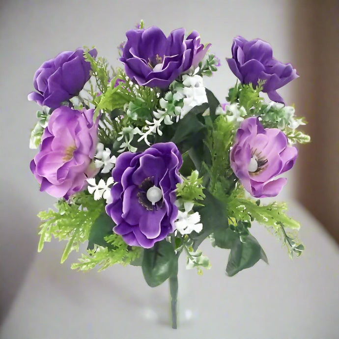 artificial silk lilac purple anenomies