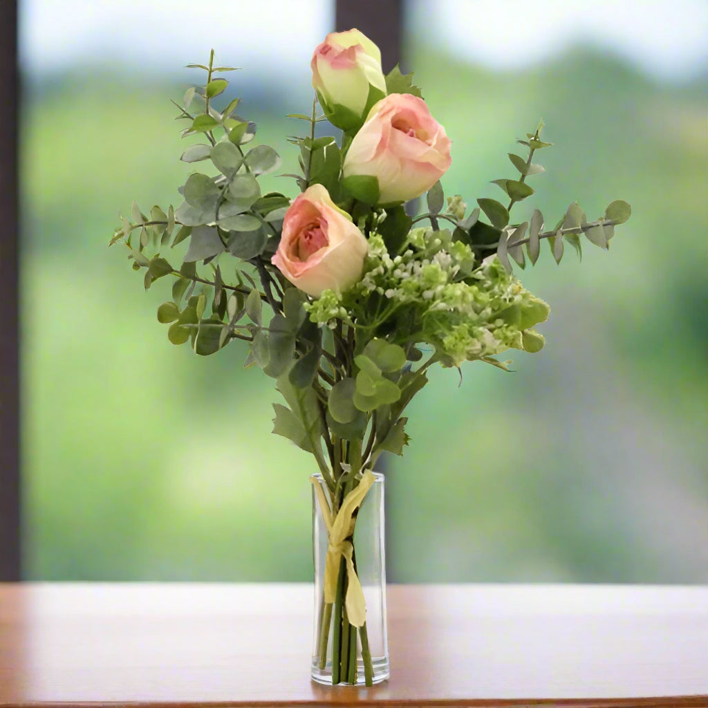 A bunch of roses and foliage - pink