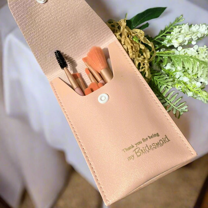 Travel Makeup Brushes Set, Makeup Pouch with Brushes,Bridesmaid thankyou Gift