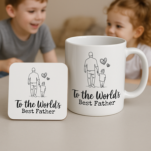 ceramic mug and coaster for the worlds best father