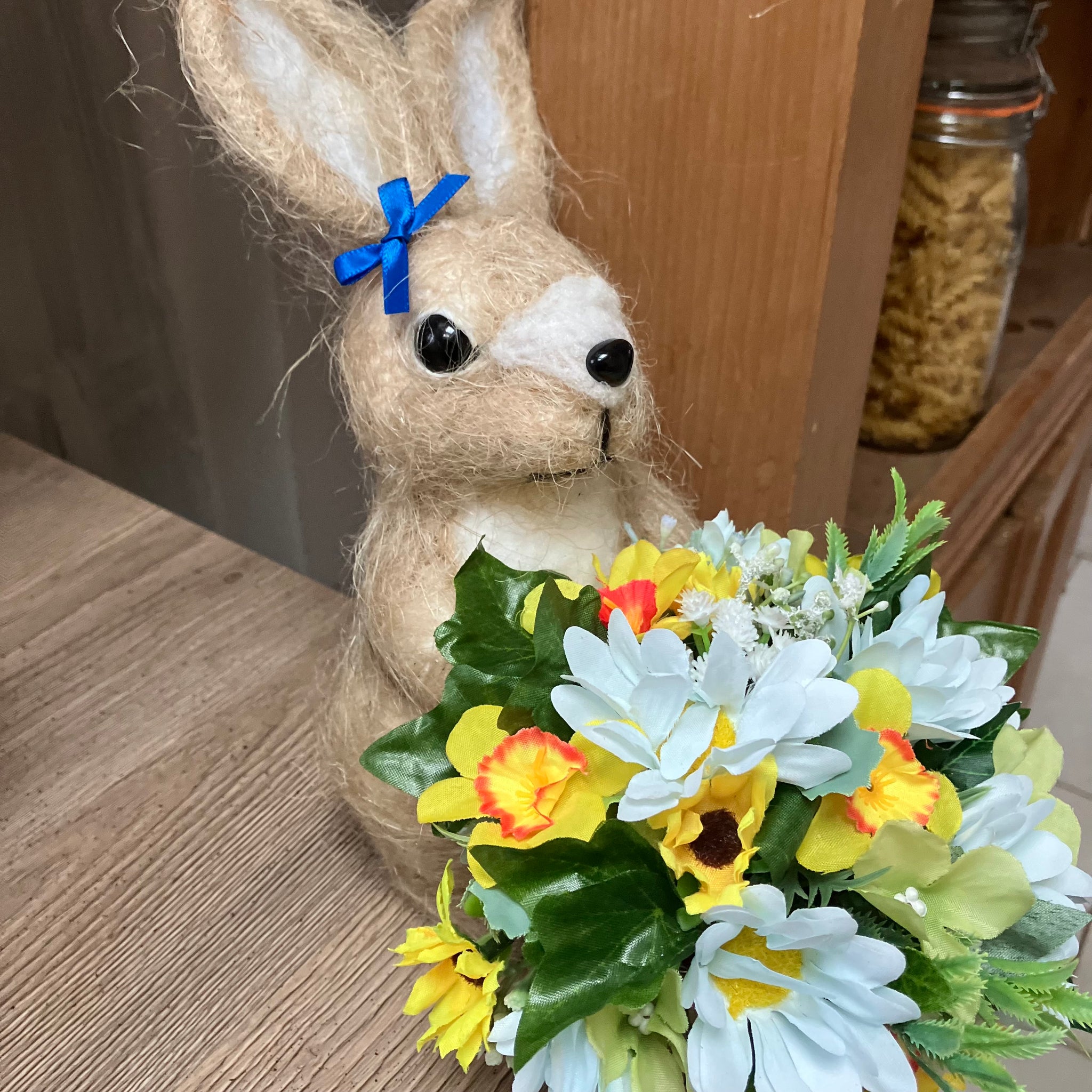 Child’s graveside memorial rabbit planter with flower arrangement ...