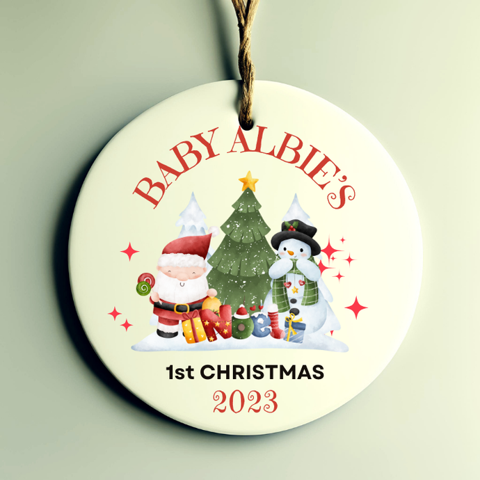 christmas bauble personalised with year and baby's name