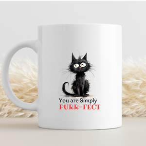 a ceramic gift mug from our black cat collection - 'purrfect'