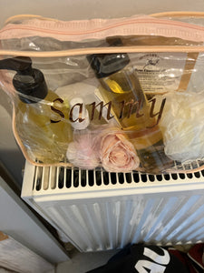 Pamper hamper of bath and body items