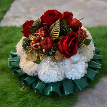 grave side christmas flower arrangement