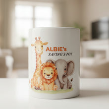 Personalised  Boy's Money Box - safari animal gift