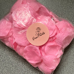 Pink faux silk fabric rose petals