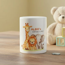 Personalised  Boy's Money Box - safari animal gift