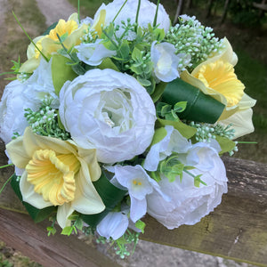 Wedding bouquet collection of artificial Yellow daffodils, narcissus and peonies