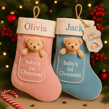 Personalised Baby’s First Christmas Stocking – Keepsake Gift with Teddy
