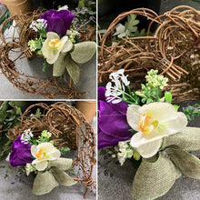 A heart wreath with flower arrangement