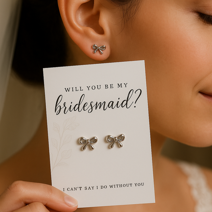 925 Silver bow earrings -will you be my bridesmaid proposal