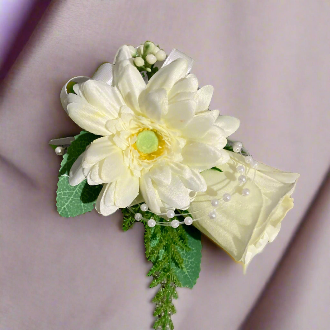 rose and gerbera flower corsage