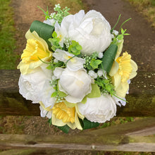 Wedding bouquet collection of artificial Yellow daffodils, narcissus and peonies