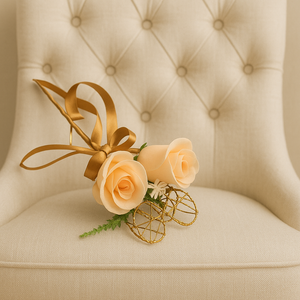 A bridesmaids star wand with peach roses & ribbon handle
