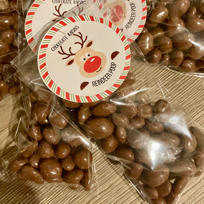 christmas chocolate reindeer poop raisins sweet treats - stocking fillers