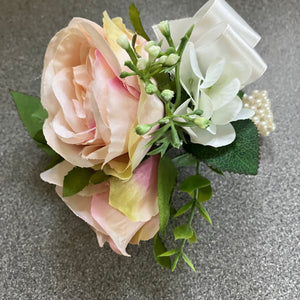 Blush rose wrist corsage