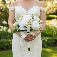 Ivory Rose, calla lily & pale blue Gyp Wedding Bouquets for Your Special Day