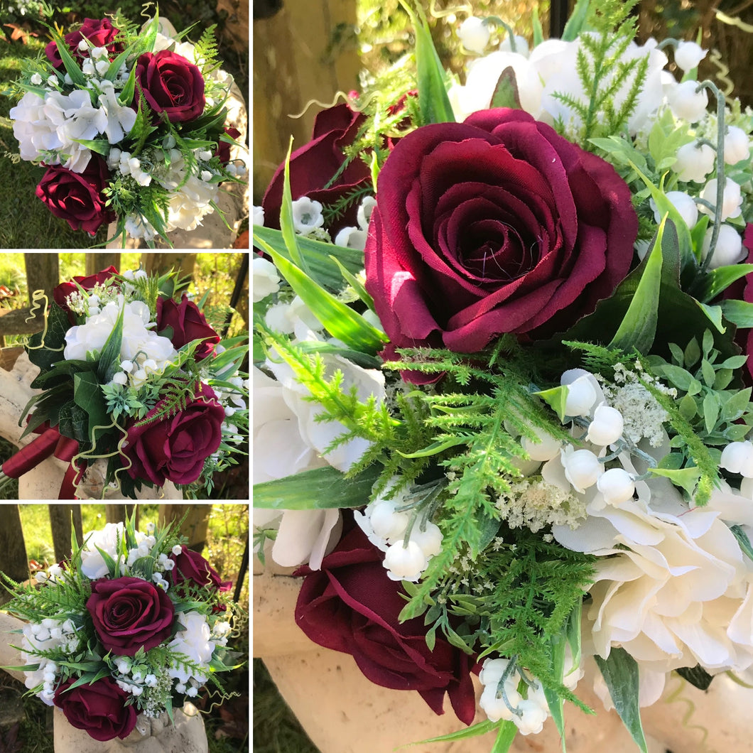 A bouquet collection featuring silk roses in a choice of colours and sizes