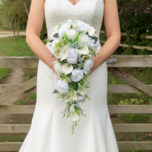 Ivory Rose, calla lily & pale blue Gyp Wedding Bouquets for Your Special Day