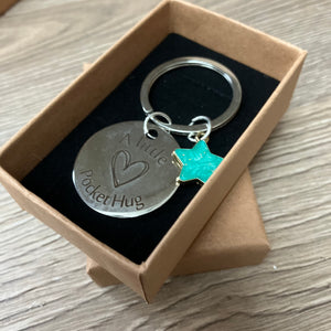 Stainless steel keyring pocket hug token