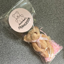 personalised petite plush jointed teddy bear with pink ribbon bow - key ring gift