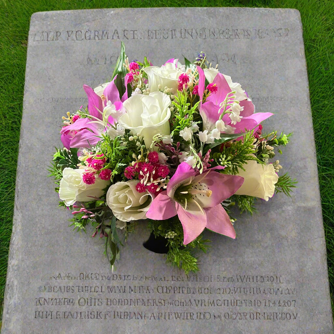 artificial memorial flower pot arrangement
