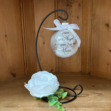 Memorial bauble with stand for either mum or dad