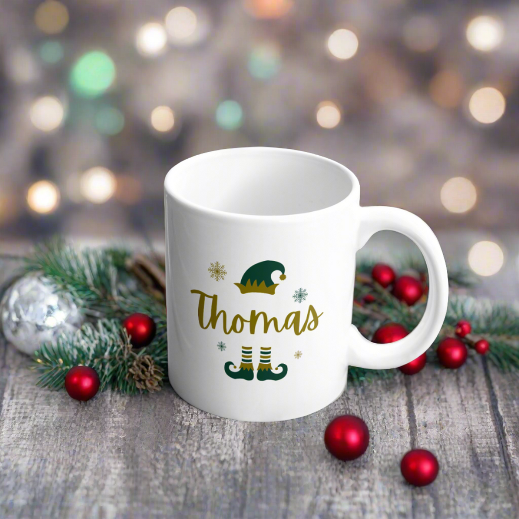 personalised ceramic elf mug - christmas gift