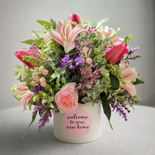 Personalised Flower gift Arrangement, faux silk flowers