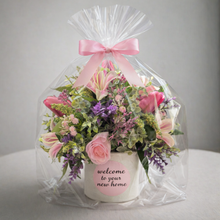 Personalised Flower gift Arrangement, faux silk flowers