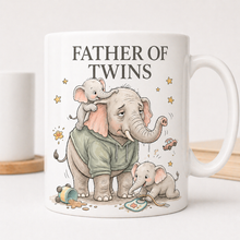 Mother of Twins Mug, Father of Twins Mug, Elephant Family Mug Set, Twin Parent Gift, New Parents Gift, Mum or Dad Mug