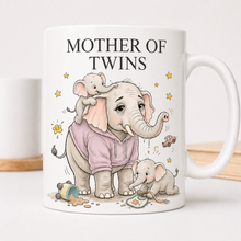Mother of Twins Mug, Father of Twins Mug, Elephant Family Mug Set, Twin Parent Gift, New Parents Gift, Mum or Dad Mug