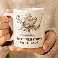 Funny Goldfish Mug & Coaster Set – "The Coffee is Strong With This One" – Star Wars Inspired Gift – Geeky Coffee Mug 11oz + Fabric Rubber-Backed Mat