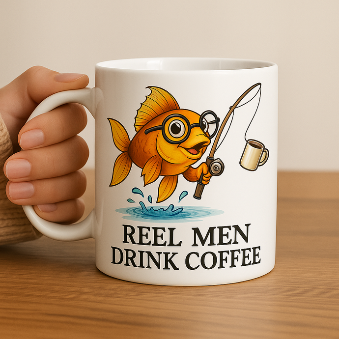 Reel Men Drink Coffee – Funny Fisherman ceramic Mug Gift