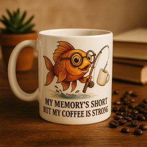 Funny MY MEMORY'S SHORT BUT MY COFFEE IS STRONG Fisherman ceramic Mug Gift
