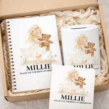 Personalised Bridesmaid Money Box and Notebook – Thank You Gift for Flower Girl or Young Attendant