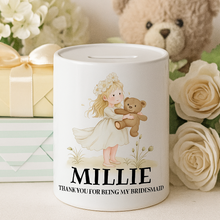 Personalised Bridesmaid Money Box and Notebook – Thank You Gift for Flower Girl or Young Attendant