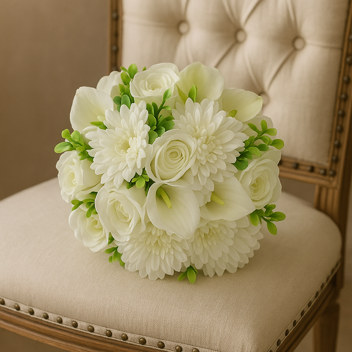 Elegant White Bridal Bouquet – Timeless Artificial Flowers to Treasure Forever