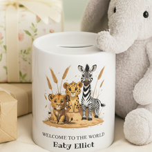 Personalised ceramic Money Box - new baby boy piggy bank gift