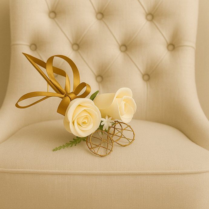 A bridesmaids star wand with ivory roses & ribbon handle