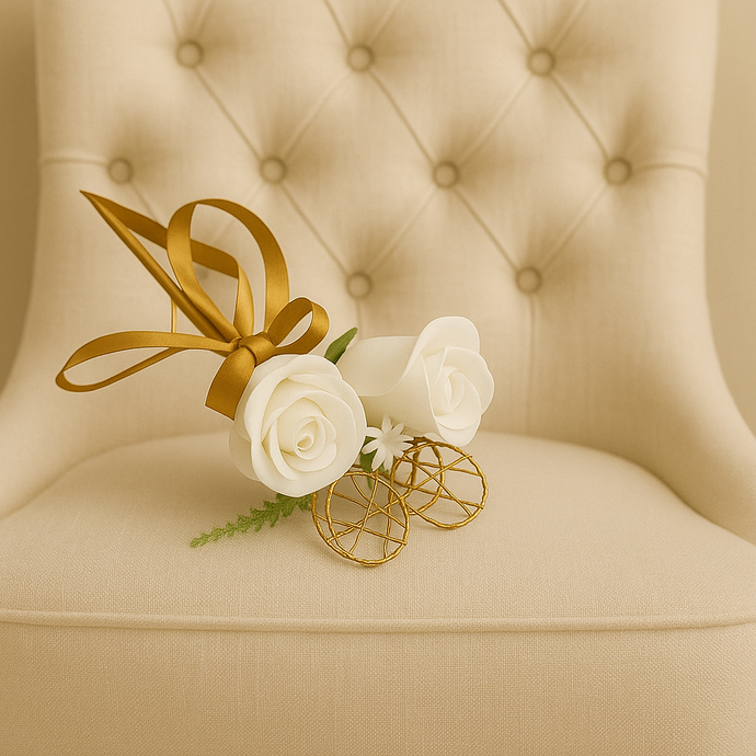 A bridesmaids star wand with white roses & ribbon handle