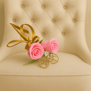 A bridesmaids star wand with pink roses & ribbon handle