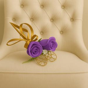 A bridesmaids star wand with purple roses & ribbon handle