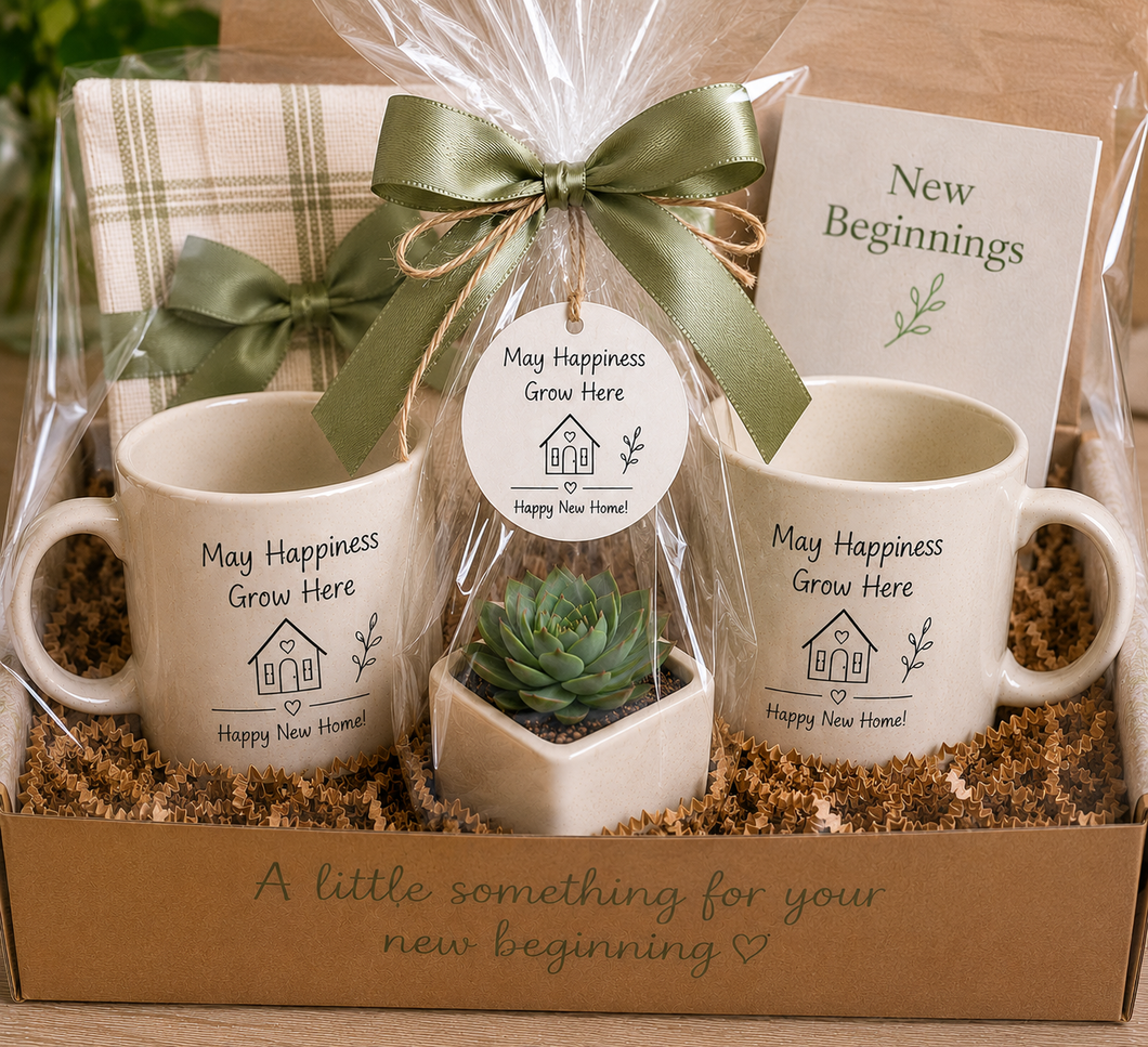 succulent plant gifts uk New Home Gift Set with Mugs & Succulent Plant, may happiness grow here –  AbigailRose