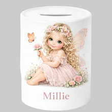 Fairy Money Box, personalised with childs name - Enchanted Gift for Girls Piggy Bank