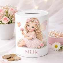 Fairy Money Box, personalised with childs name - Enchanted Gift for Girls Piggy Bank