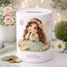 Money Box, personalised with childs name - Enchanted fairy Gift for Girls Piggy Bank