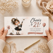 21st Birthday Money Envelope Card | Cheers to 21 Gift Card Holder | Cute Champagne Birthday Card